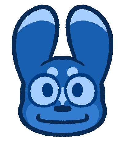 An animated head shot of a blue slugcat, the Algebraic.