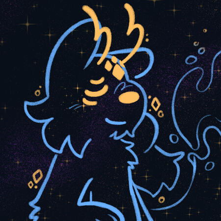 An OC in space, smiling contentedly.